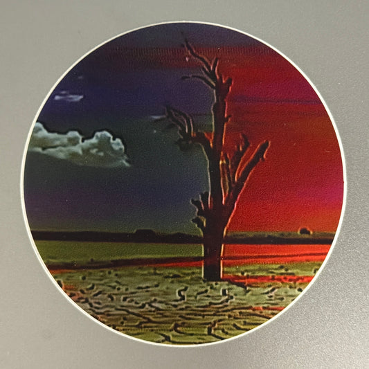 lonely tree circle sticker