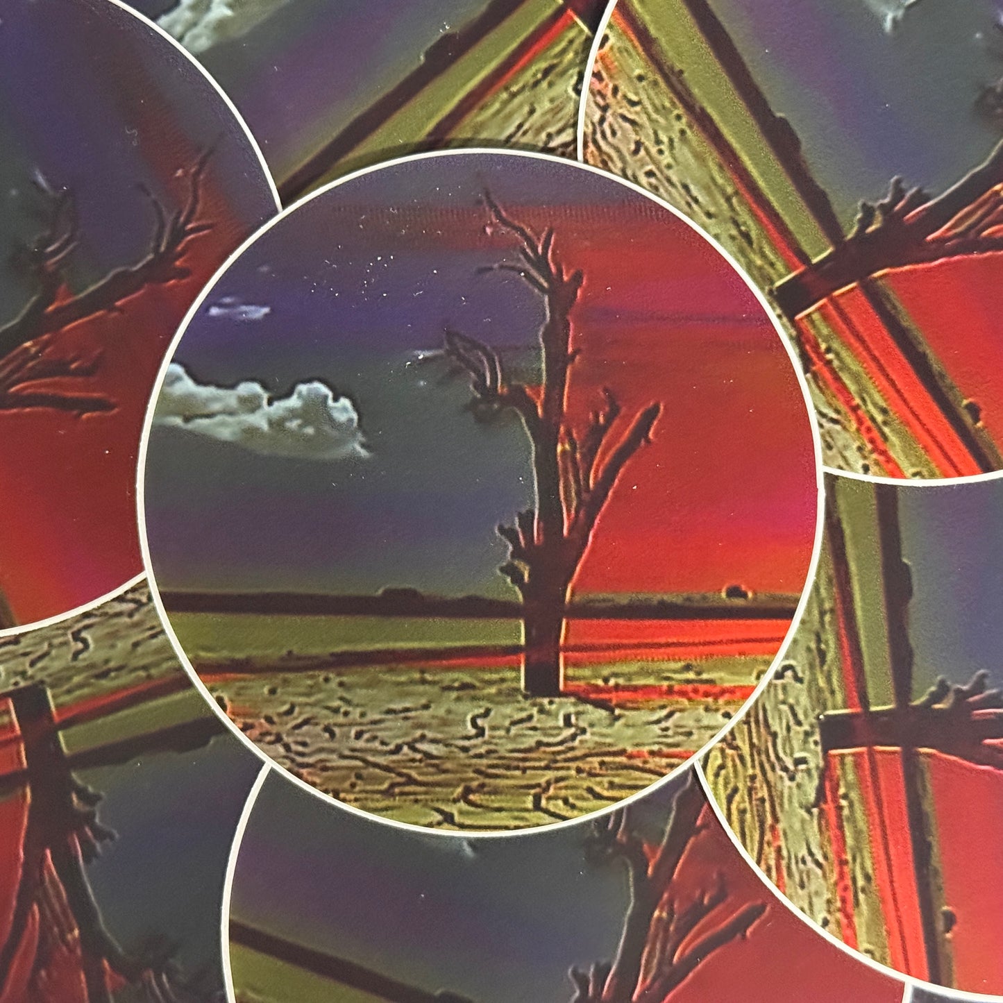 lonely tree circle sticker