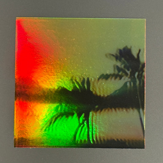 palm tree shoreline holographic sticker