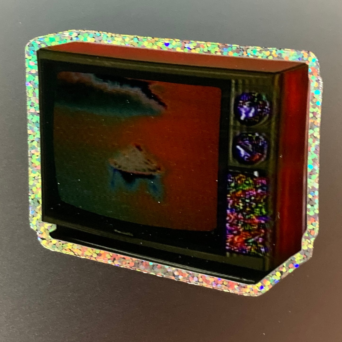 glitter turtle television sticker