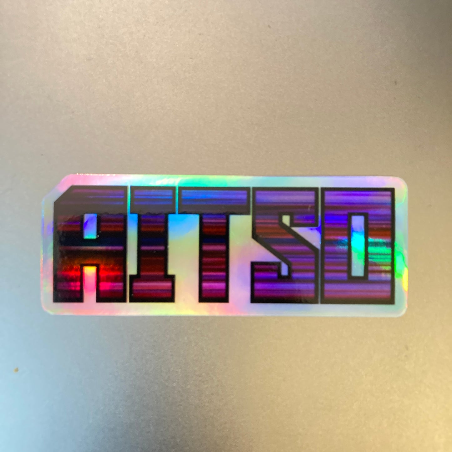 holographic aitso logo 3 sticker