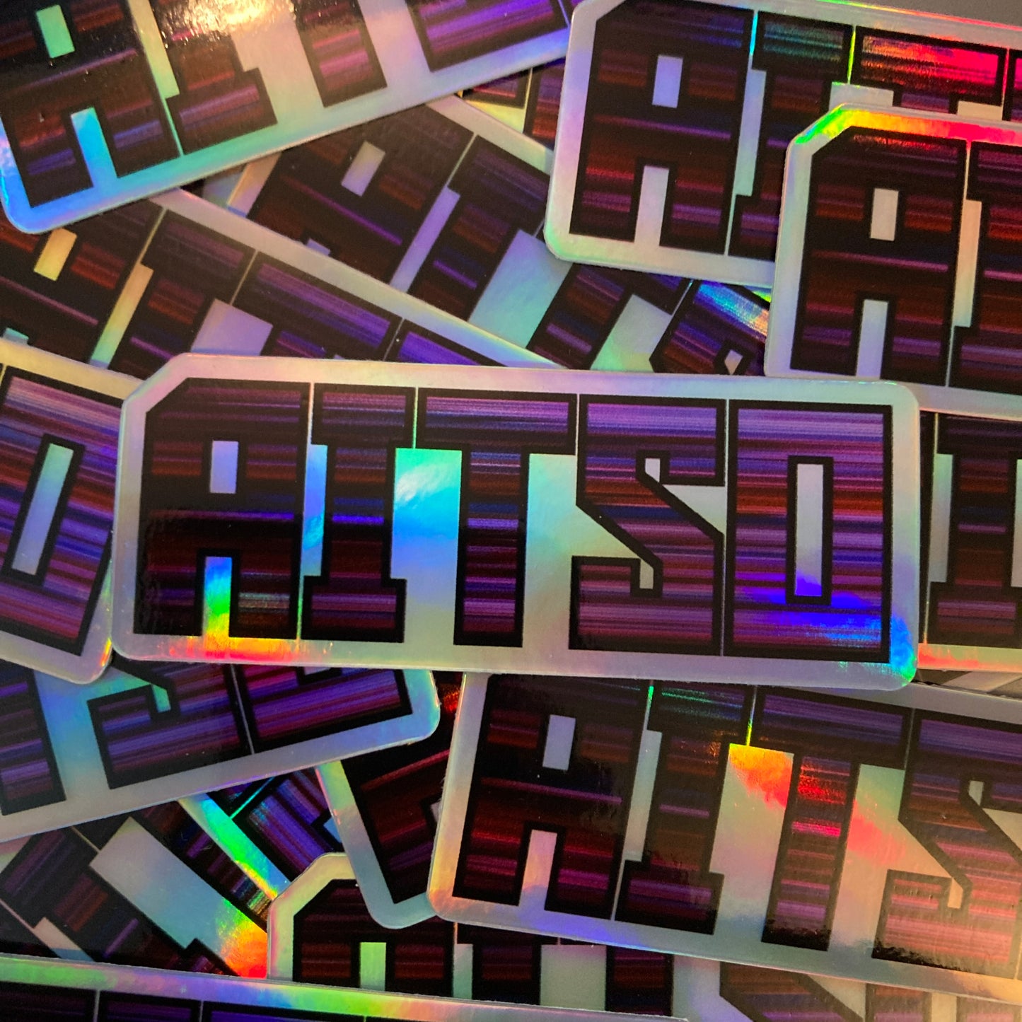 holographic aitso logo 3 sticker