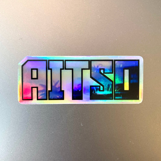 holographic aitso logo 4 sticker