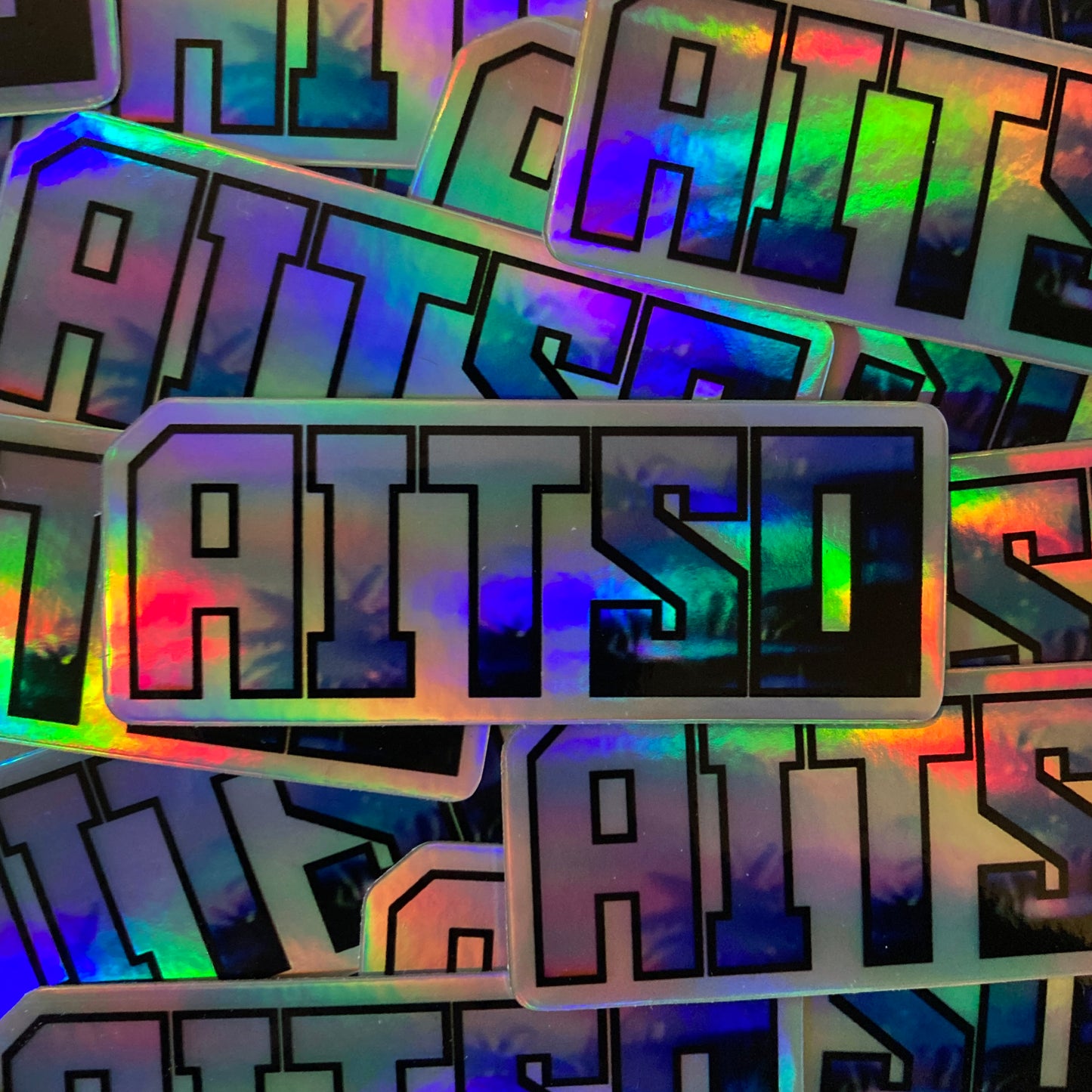 holographic aitso logo 4 sticker