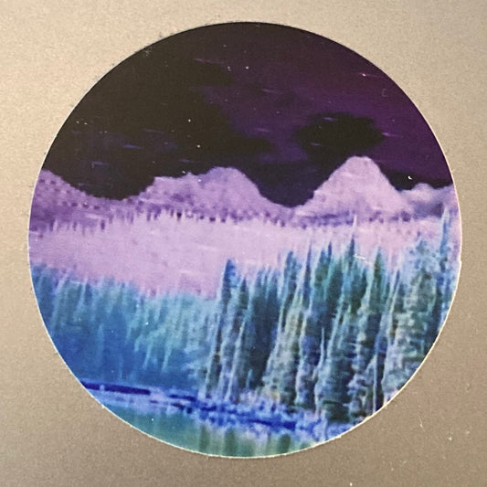 glitched mountain circle sticker