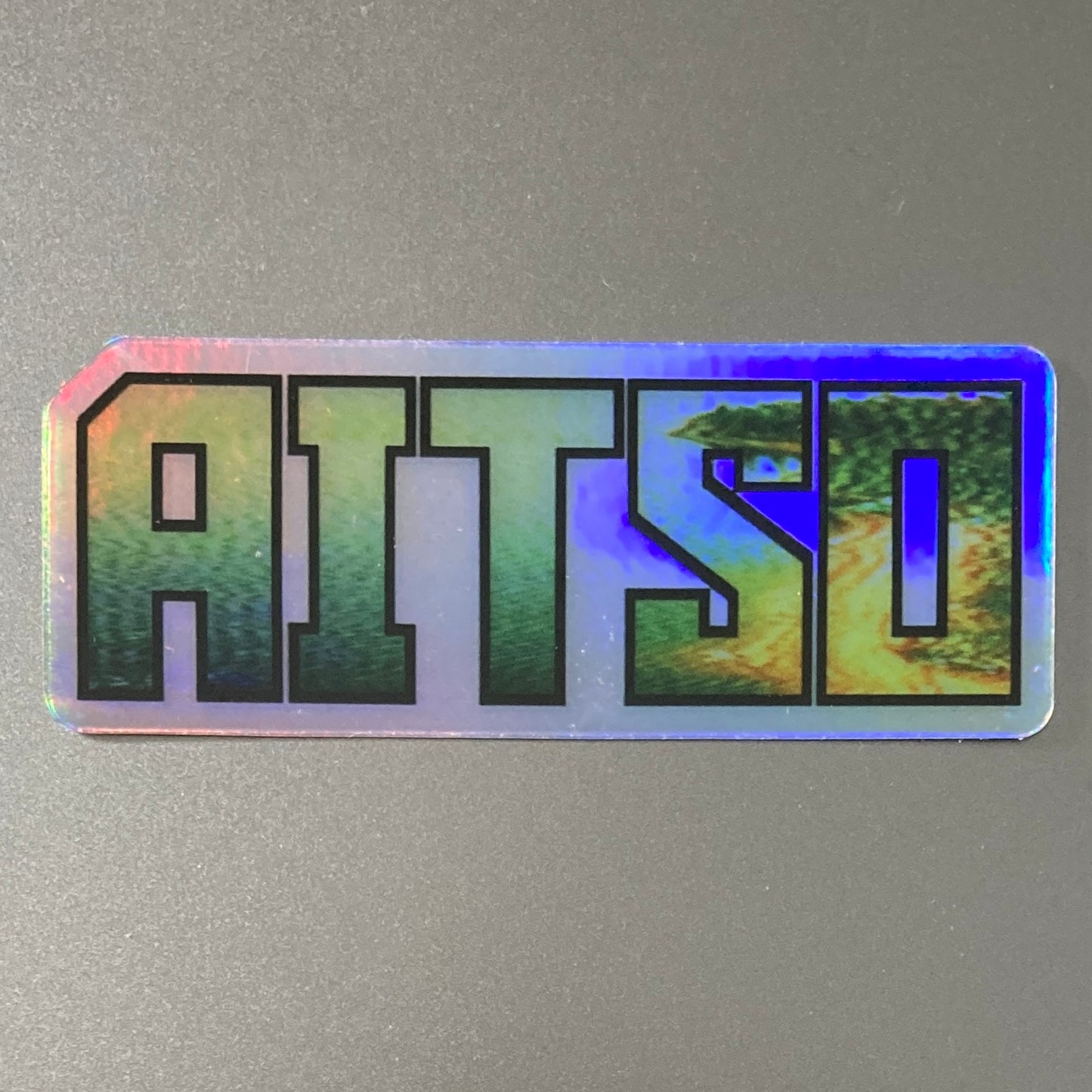 holographic aitso logo 2 sticker