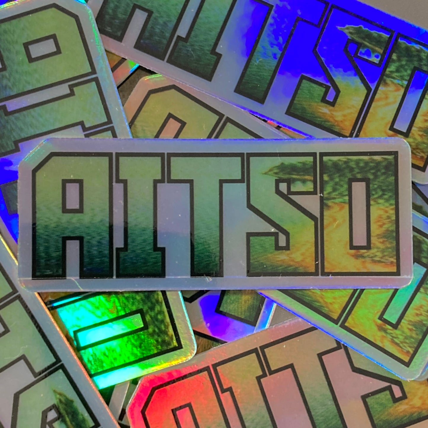 holographic aitso logo 2 sticker