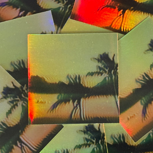 palm tree shoreline holographic sticker