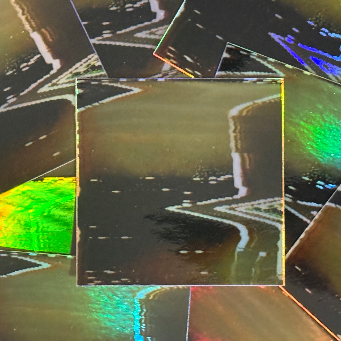 glitched walk holographic sticker