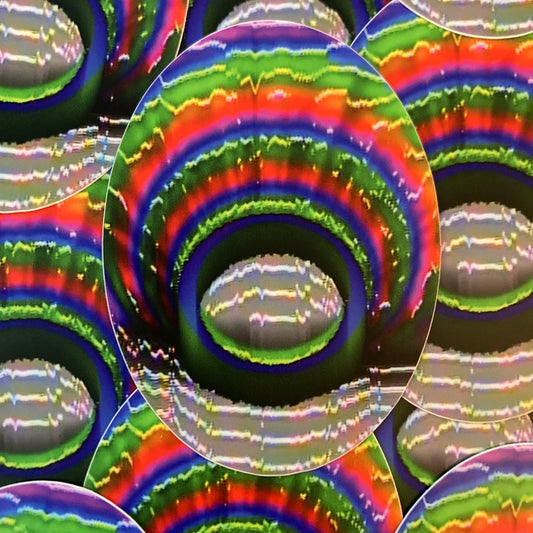 rainbow sunrise oval sticker