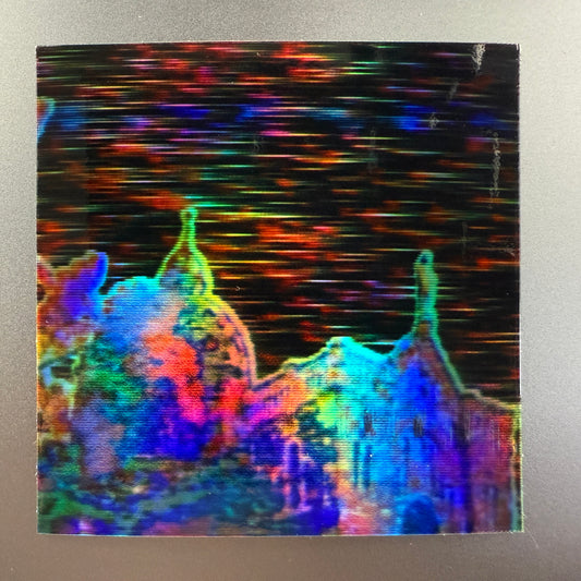 holographic glitched church sticker